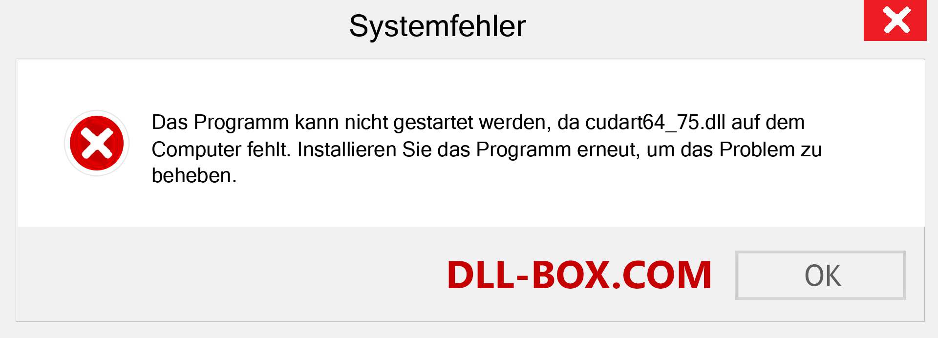 cudart64_75.dll-Datei fehlt?. Download für Windows 7, 8, 10 - Fix cudart64_75 dll Missing Error unter Windows, Fotos, Bildern