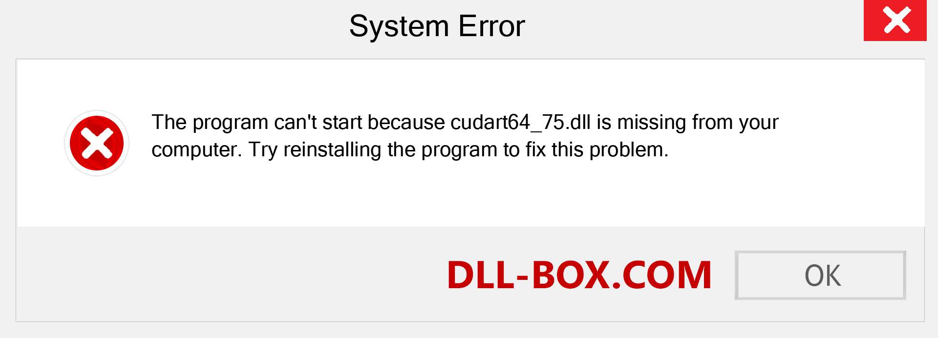  cudart64_75.dll file is missing?. Download for Windows 7, 8, 10 - Fix  cudart64_75 dll Missing Error on Windows, photos, images